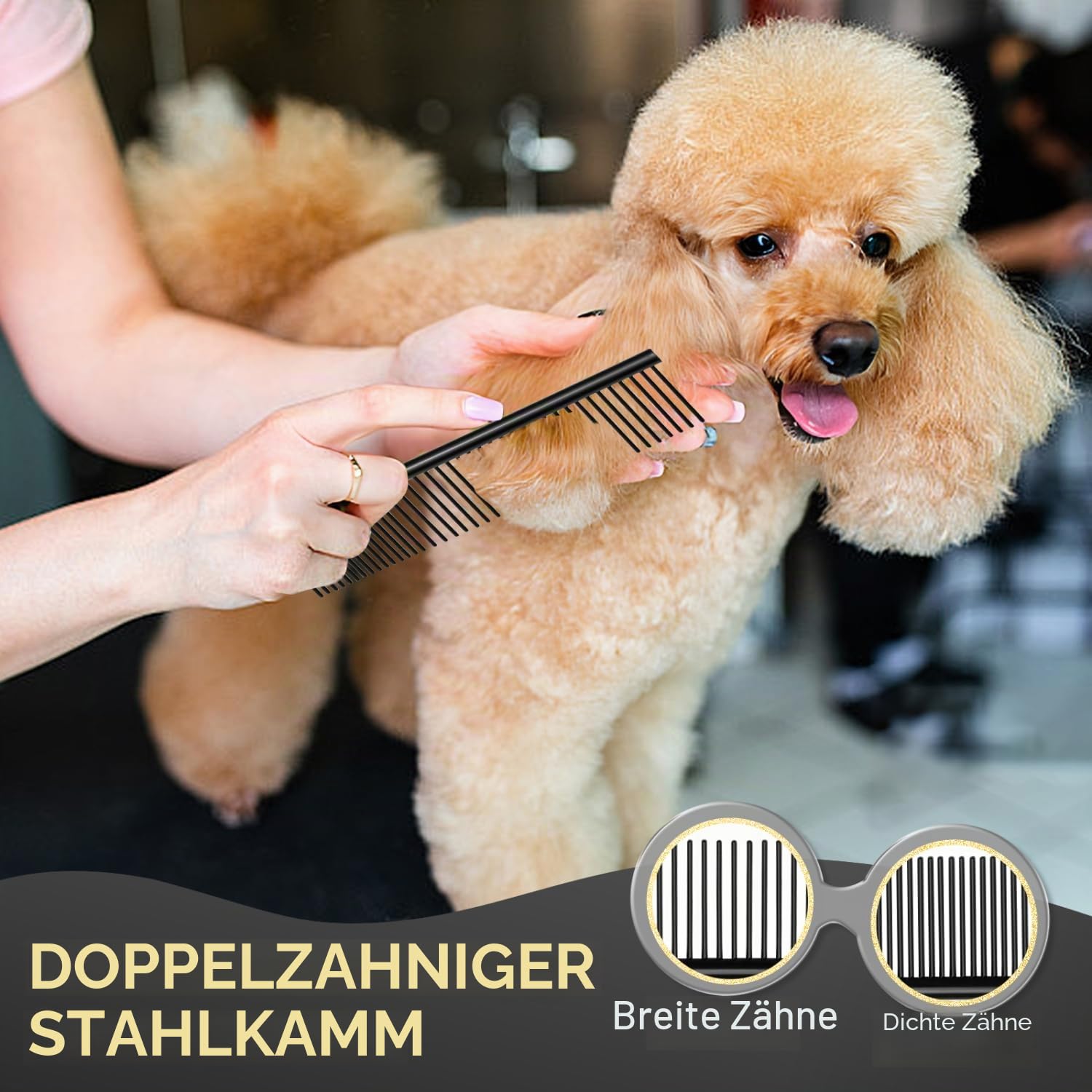 Nobleza Hundeschere Set Profi, 6 in 1 Hundehaare Schneiden, 4CR Edelstahl Hunde Schere Fellschere mit Rundspitze, Inkl Effilierschere, Gerade und Gebogene Schere, Fellpflegekamm, für Katze Haustier