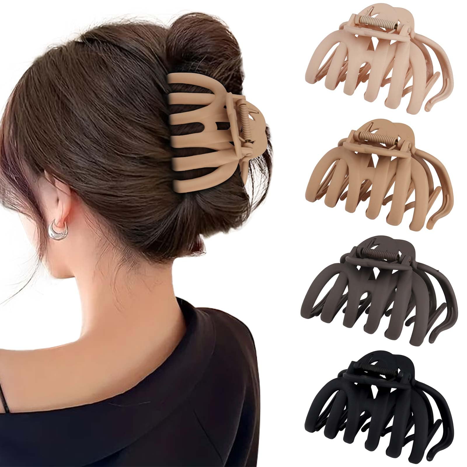 Kavya 4 Pezzi Mollette Capelli Donna Grandi 9,5 CM Pinze Per Capelli Antiscivolo Mollettone Capelli Per Polpo Ragno Pinza Capelli Donna Per Capelli Spessi