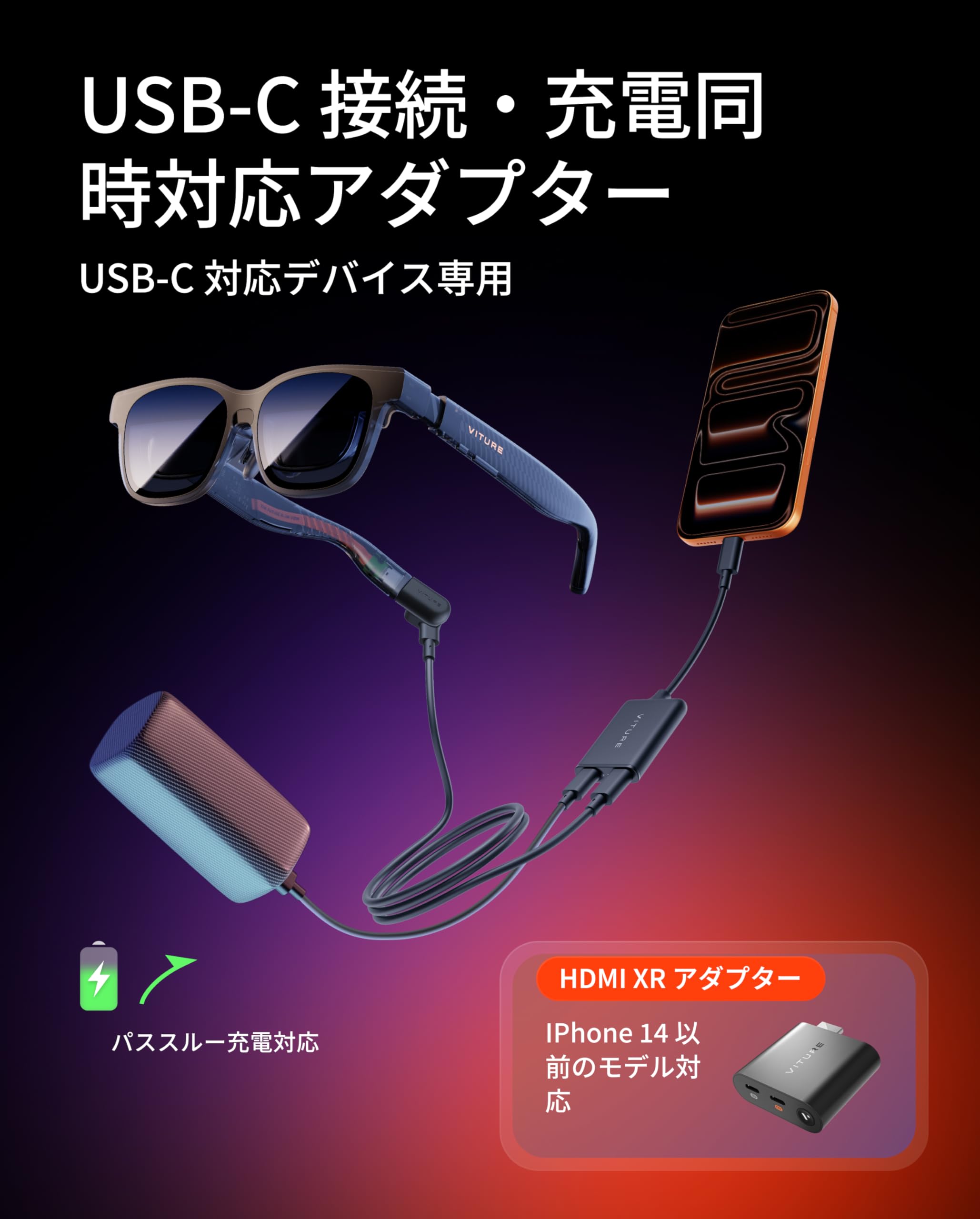 VITURE USB-C XR充電アダプター iPhone 17/16/15 Pro対応