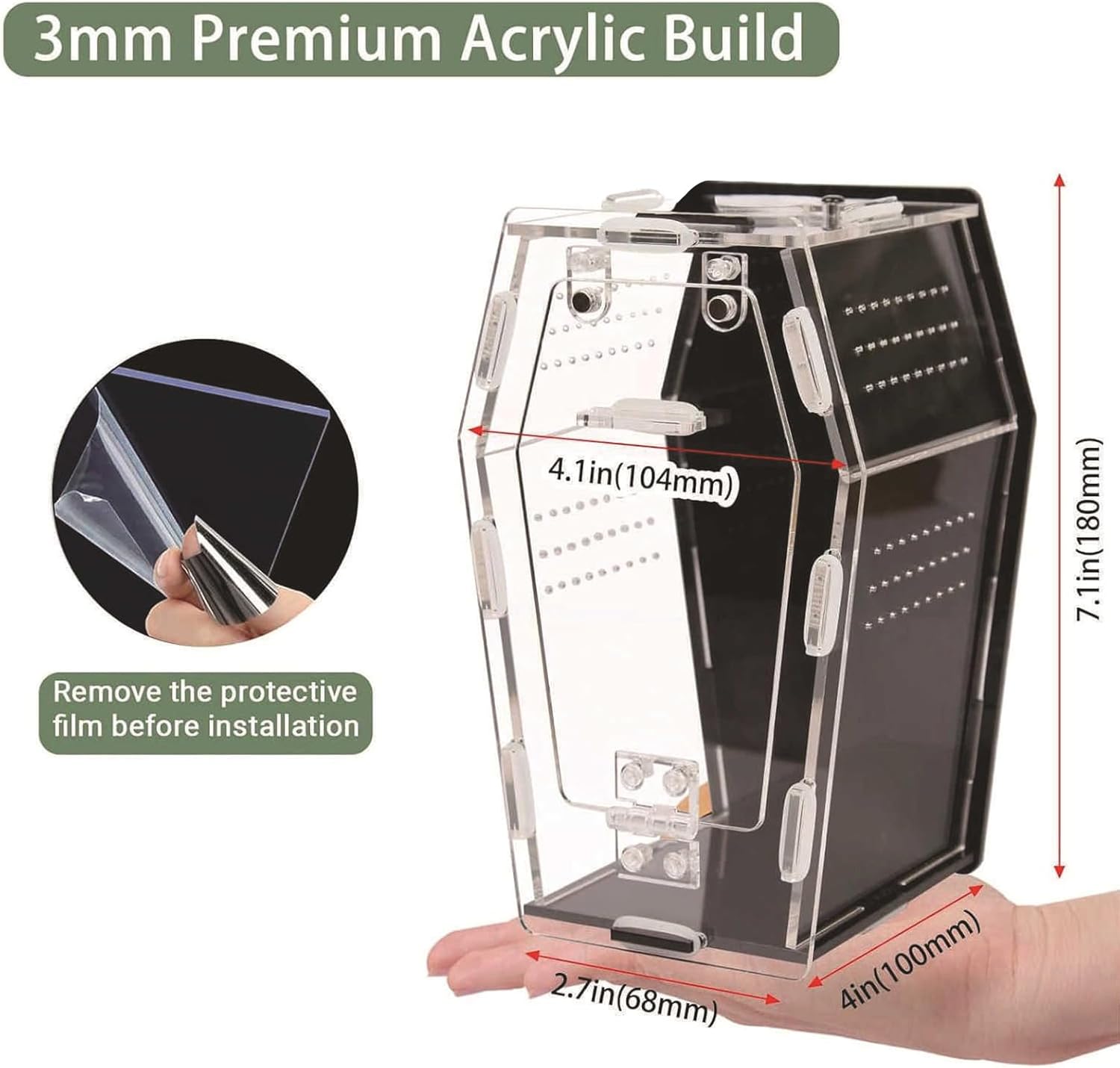Reptiles Box Ideal for Lizards and Turtles Terrarium with Mushroom House and Feeding Hole Ventilated Dragon Habitat