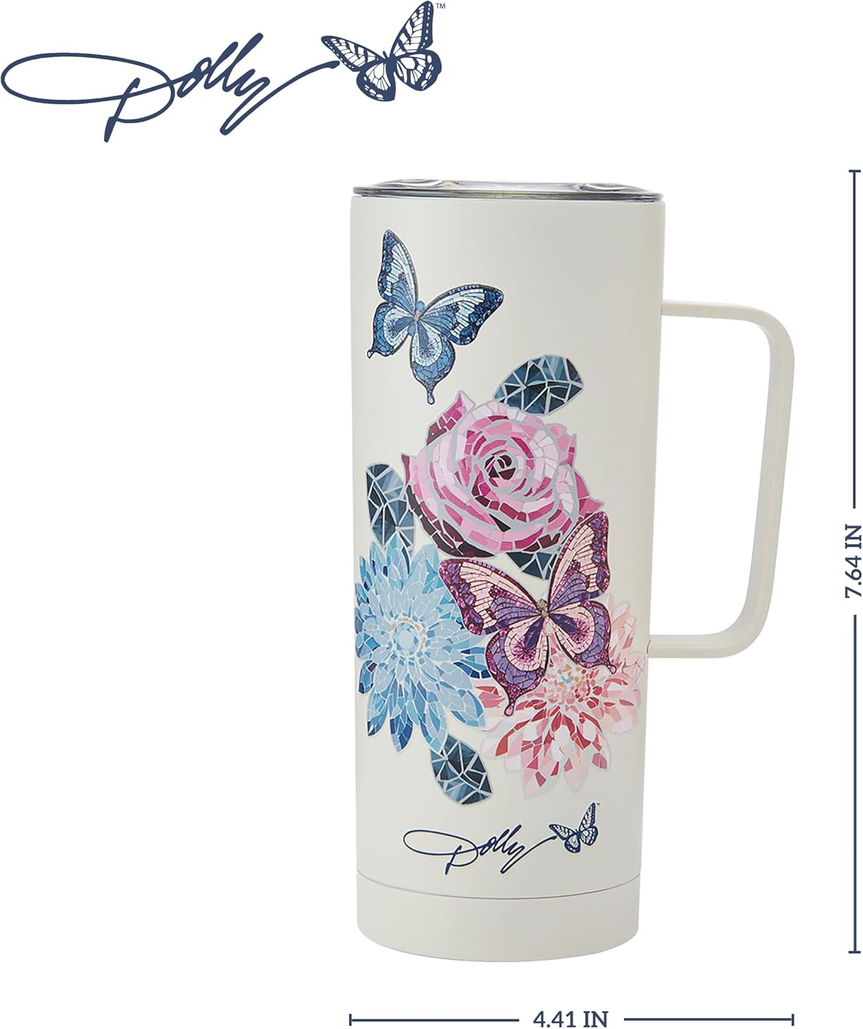 Dolly Parton Mug With Handle, Double Wall Vacuum Insulated Stainless Steel With Splash Resistant Slider Lid, Cold For Up To 24 Hours Or Hot For Up To 8 Hours, 20 Ounce, Jewel - Image 2