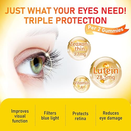 Miniatura 2 de Gomitas de luteína Suplemento para la salud ocular con zeaxantina y vitamina A  Protección contra la luz azul, sabor naranja, apoya el cuidado de la