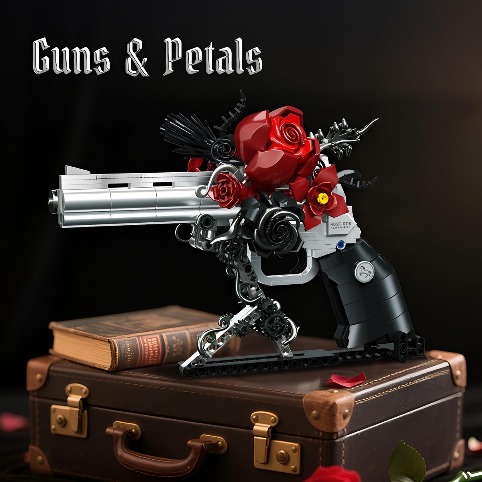 Revolver Building Blocks Set including Roses, 631 PCS Creative Mechanical Gun Building Bricks Kit - Image 4