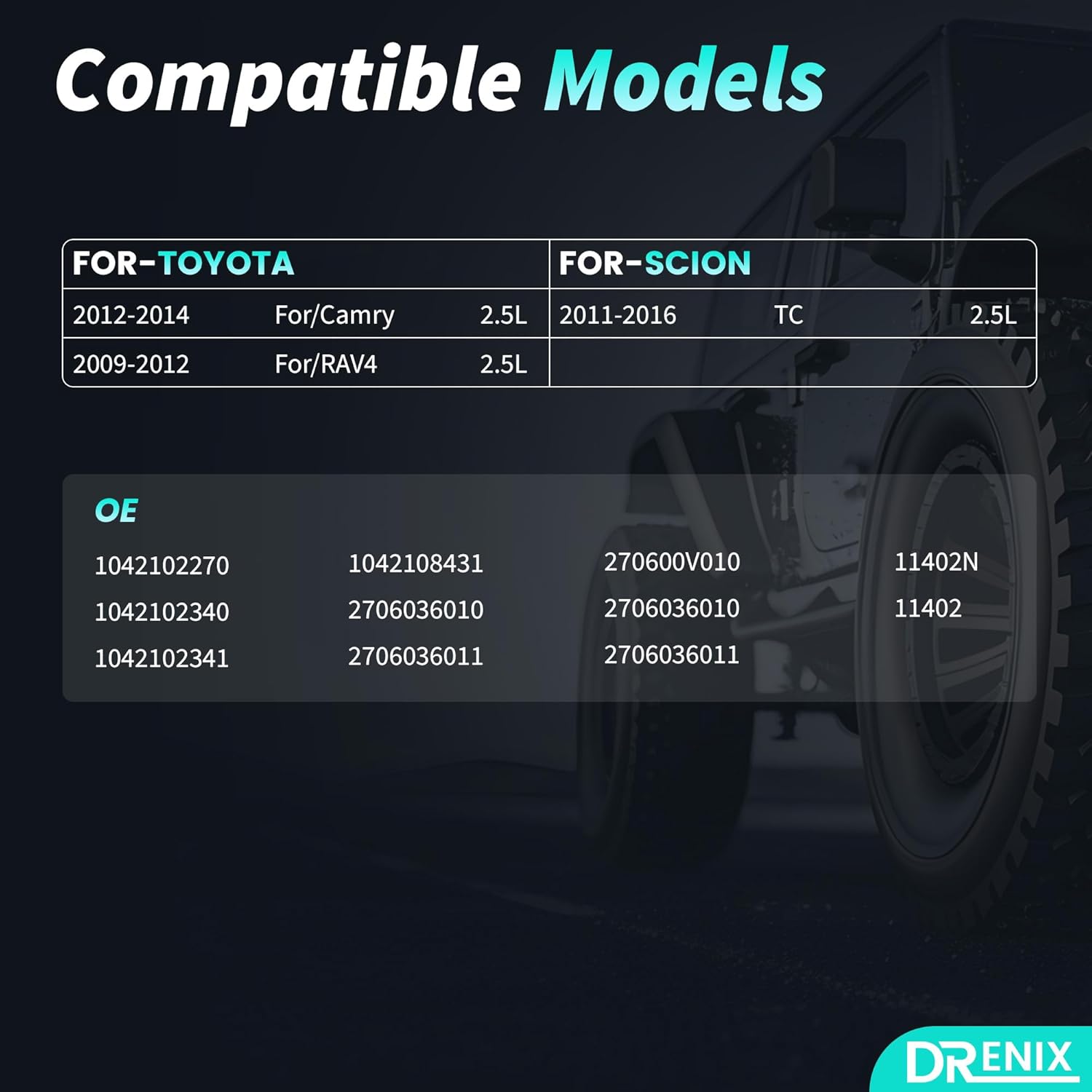 High Output Alternator Upgraded For/Toyota Camry 2012-2015 RAV4 2009-2012 For/Scion tC 2011-2016 L4 2.5L 12V 100Amp CW 6-Groove Pulley 27060-36010 104210-2340