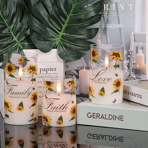 Miniatura 55 de Eldnacele Vela de cristal sin llama de Papá Noel con temporizador remoto, funciona con pilas, velas LED parpadeantes, paquete de 3 velas de Navidad