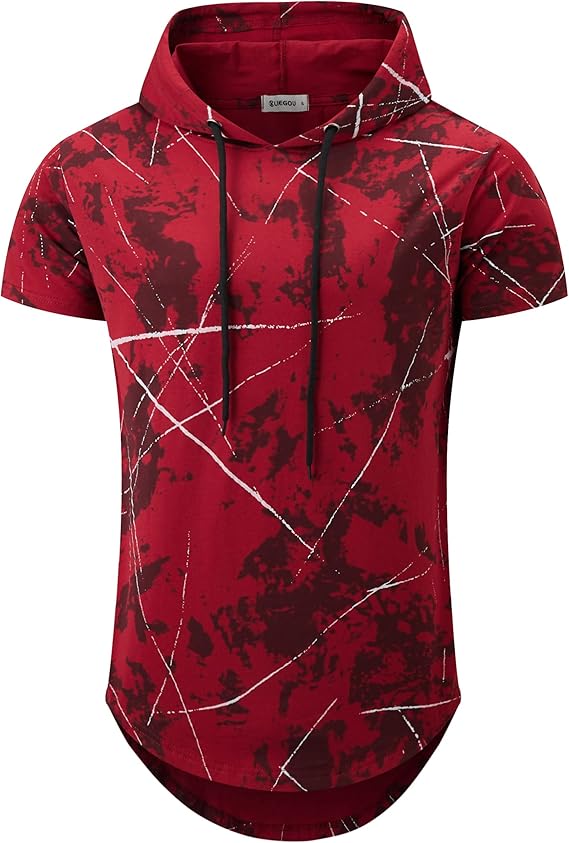 KLIEGOU Men's Hipster Hip Hop Hoodie Graphic Print T-Shirt