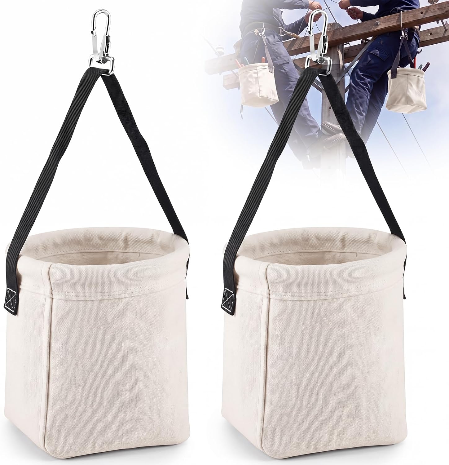 2 Pcs Tool Bags Square Bottom 2 Inner Pockets, 8" x 6.5" x 6.5"