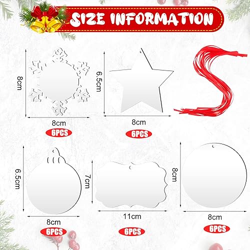 Miniatura 3 de 30 piezas de sublimación de Navidad en blanco de sublimación de doble cara MDF transferencia de calor en blanco colgantes personalizados de Navidad