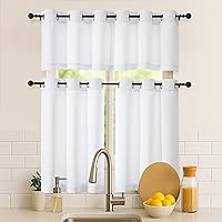 Vista 47 de Simplebrand Juego de 2 paneles de cenefa aguamarina para ventana de cocina de 14 pulgadas de largo, cortinas de oscurecimiento de habitación