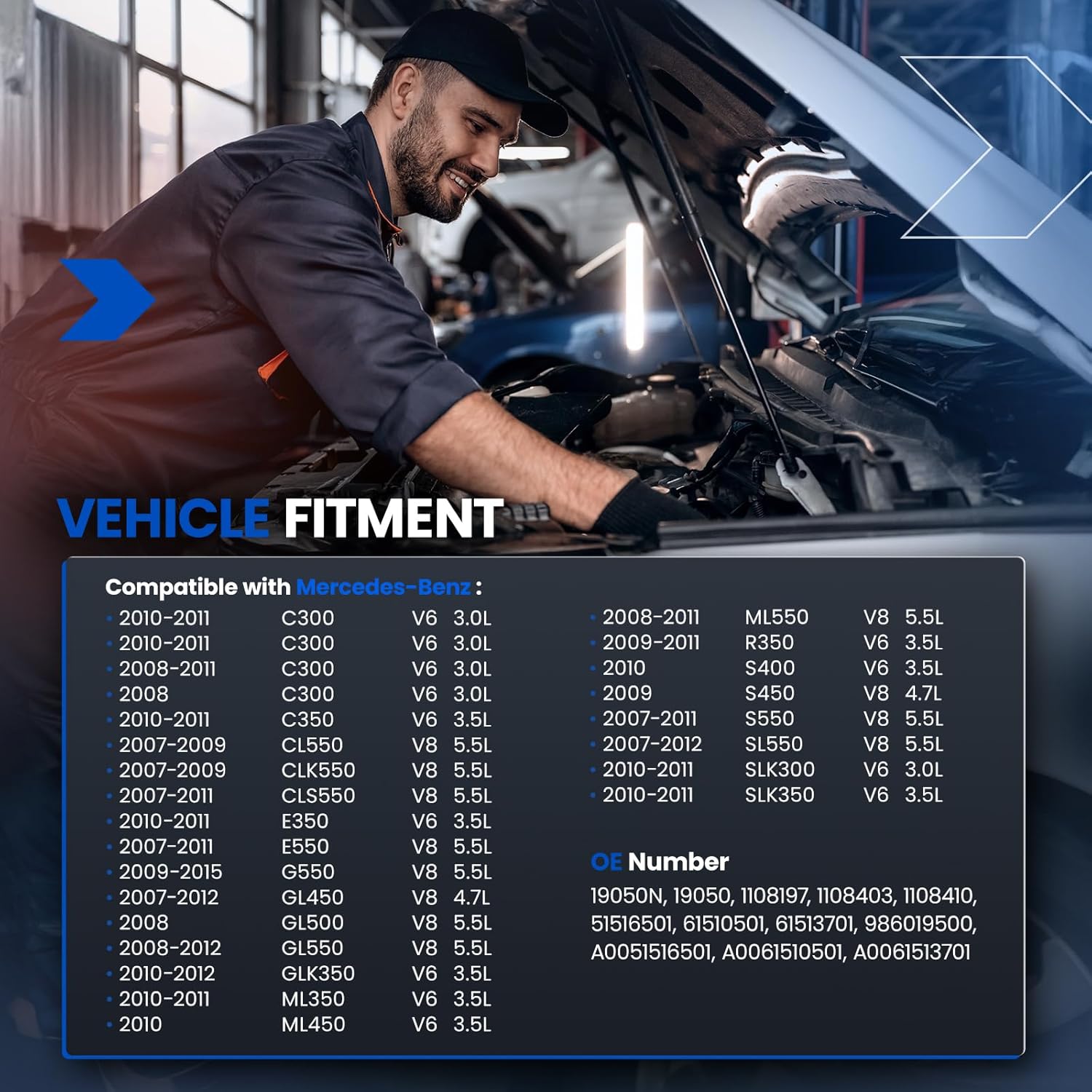 19050 Starter Motor Compatible with Mercedes-Benz GL450 SL550 S550 E550 GL550 G550 ML350, 12V 1.1KW 10T Starter Fit for 19050N A0061510501 1108197 A0051516501
