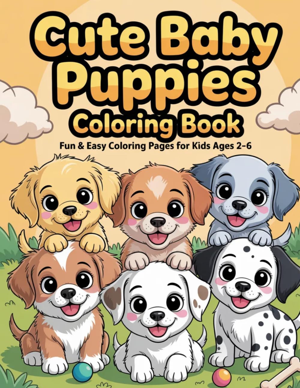 Cute Baby Puppies Coloring Book for Kids Ages 2-6: Fun & Easy Puppy Coloring Pages for Toddlers & Preschoolers | Adorable Dogs, Simple Designs & Big Outlines (Cute Baby Animals Coloring Books)