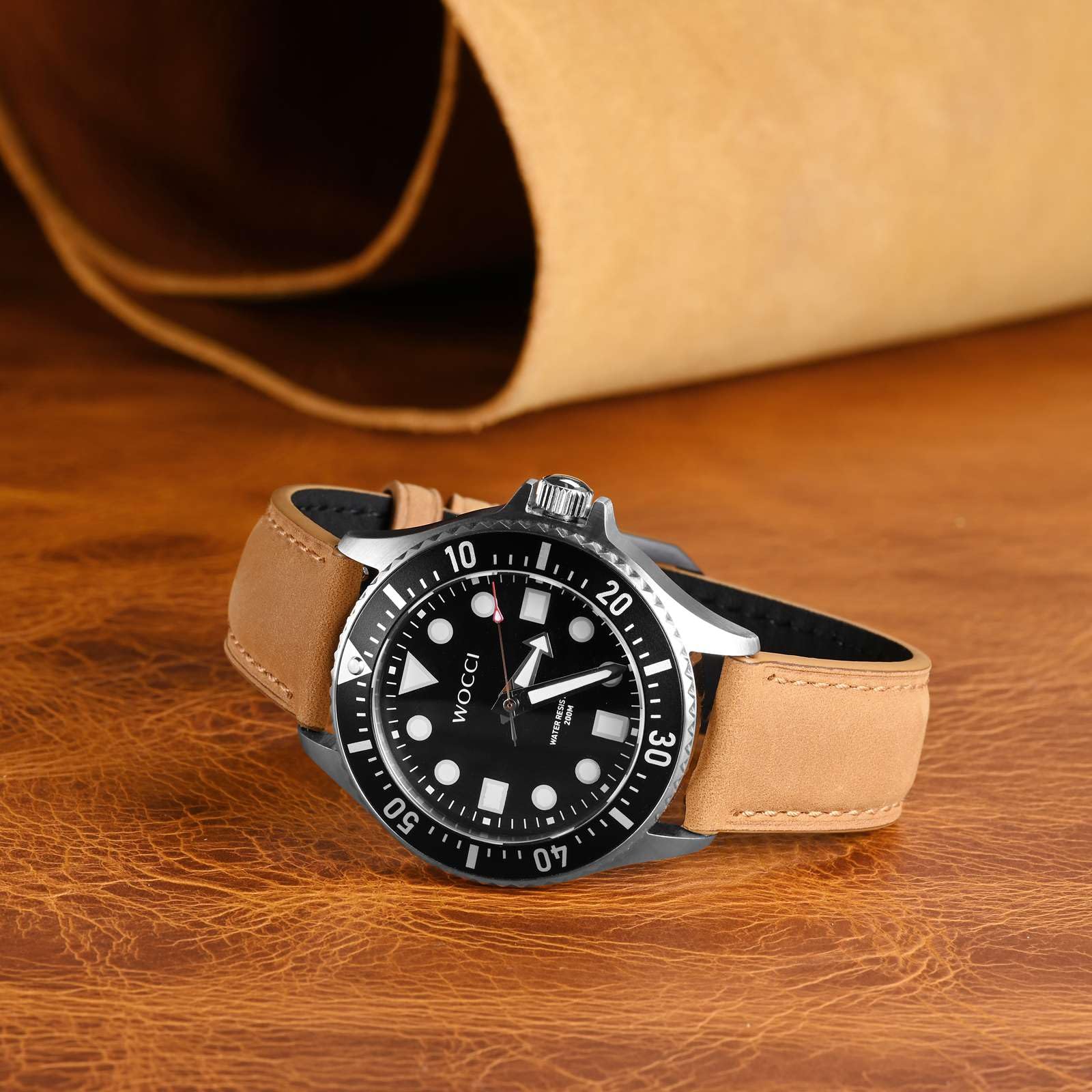 WOCCI Correa de Reloj, Cuero Genuino, Cuero con Forro Oscuro, Liberación Rápida, Ancho de Correa 18mm 20mm 22mm