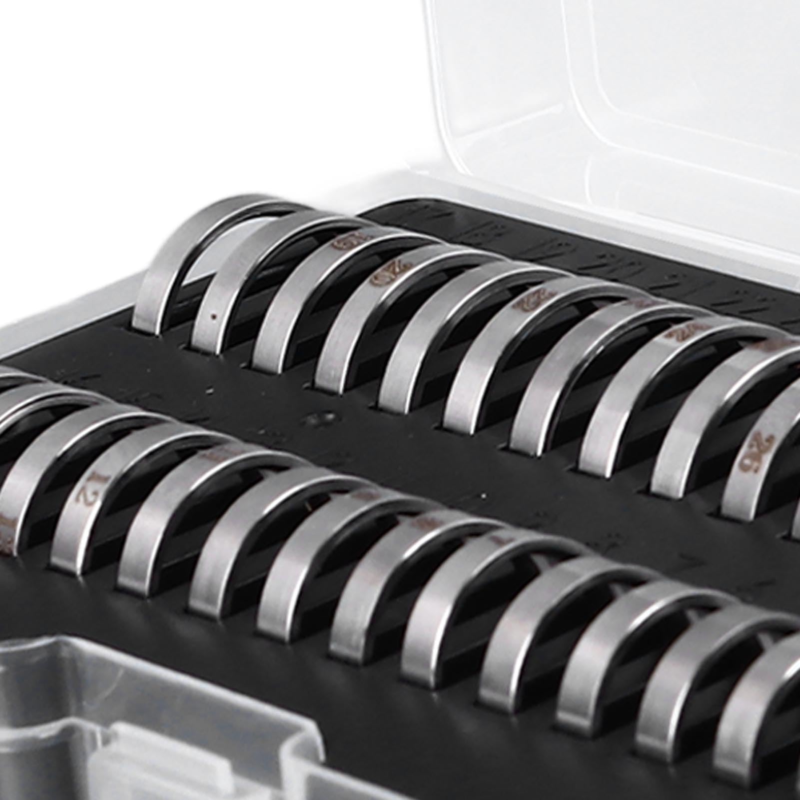Misuratore per Anelli, Misuratore per Anelli in Acciaio Inossidabile, Misuratore per Anelli da Dito, Set per Misurare lecon Scatola di Immagazzinaggio, Misure da 1 a 33