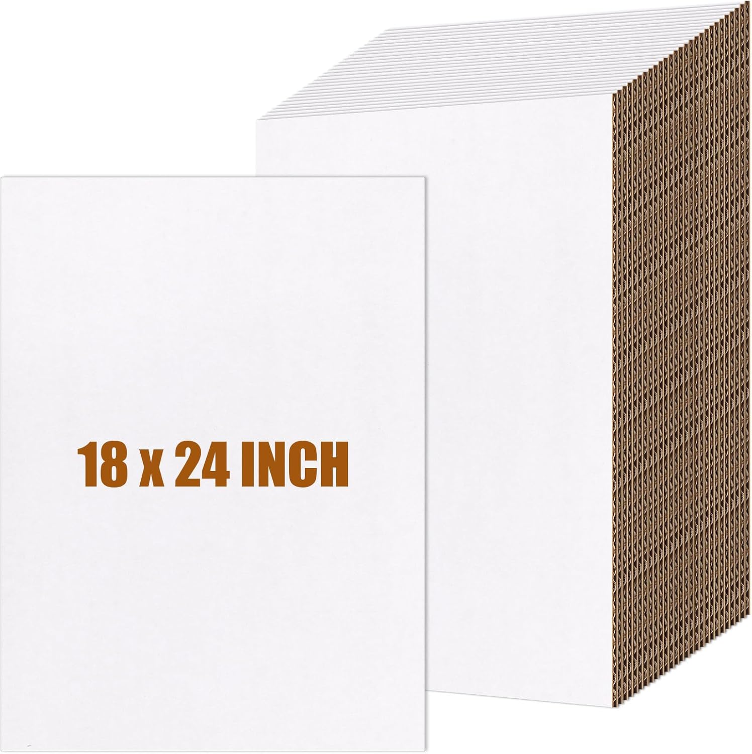 30 Pack Corrugated Cardboard Sheets 24 x 18 Inch White Flat Craft Board Packaging Inserts Large Flat Square Inserts for Shipping Packing Mailing Crafts,0.07 Inch Thick