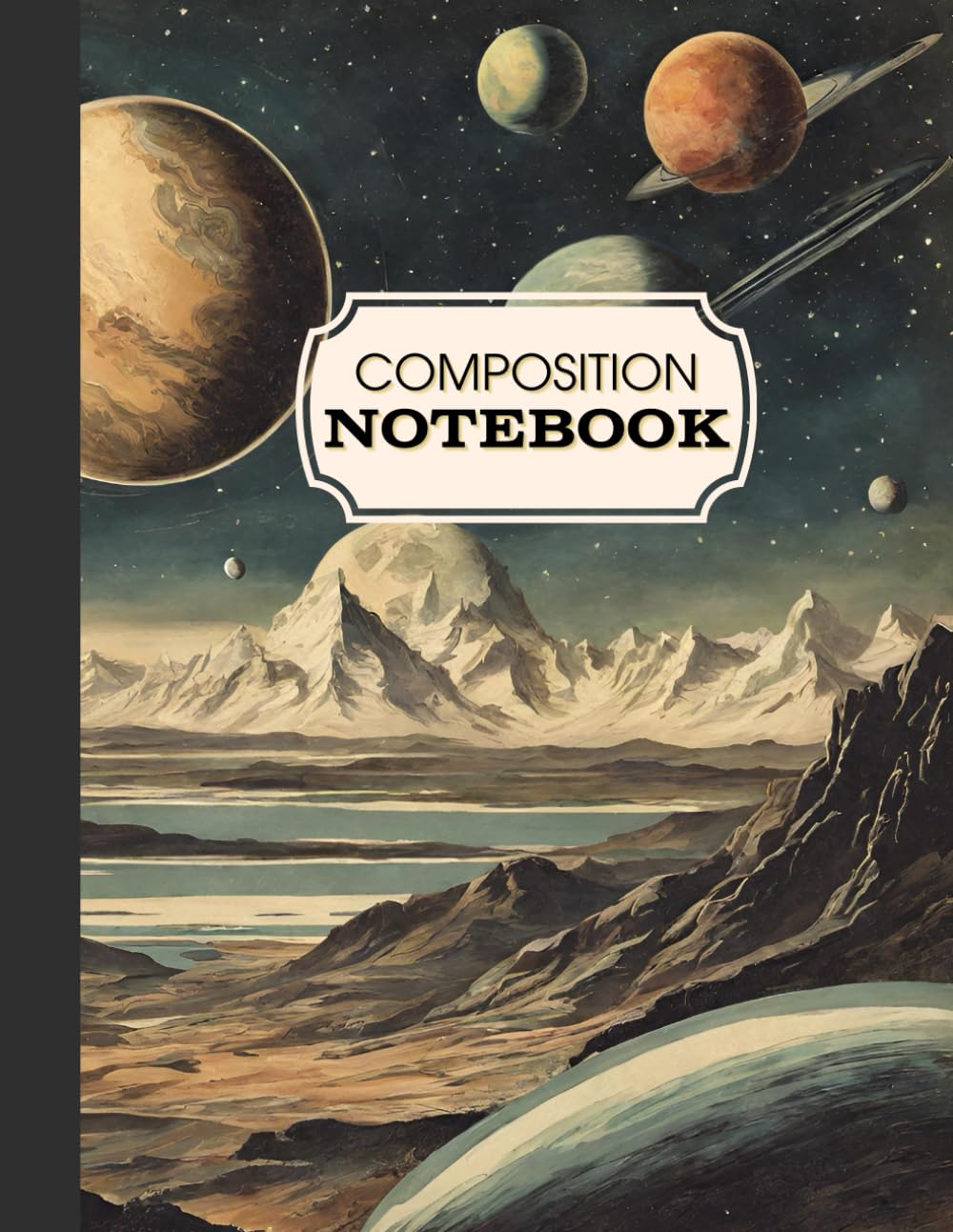 Composition Notebook: Space Illustration| Vintage Composition Book | College Ruled | Aesthetic Journal for School, College, Office or Work