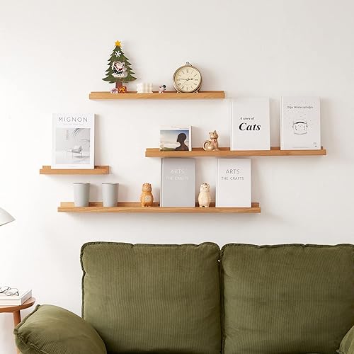 Miniatura 2 de Estante flotante para pared, estantes de pared de madera de roble natural de 24 pulgadas (ancho de actualización de 6 pulgadas), estante de repisa