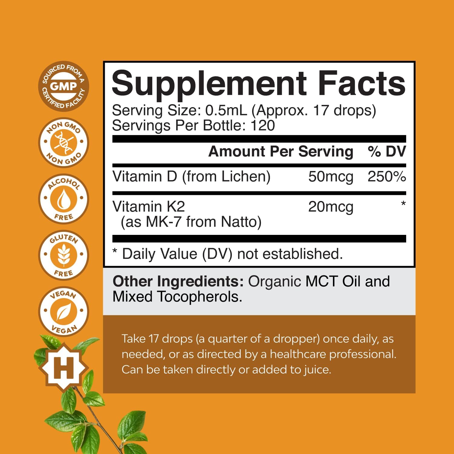 Vitamin D3 K2 Drops for Adults - Bone Health & Immune Support - 2Fl Oz — Amazon image 7
