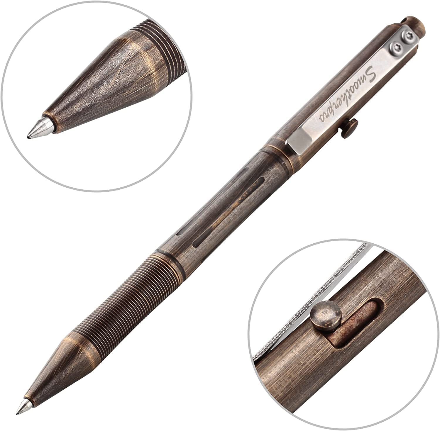 SMOOTHERPRO Massief messing bout actie pen | Balpen | voor Tremor Parkinson Arthritic Business EDC-handtekening | Kleur natuurlijk (BR630 SMOOTHERPRO Massief messing bout actie pen | Balpen | voor Tremor Parkinson Arthritic Business EDC-handtekening | Kleur natuurlijk (BR630