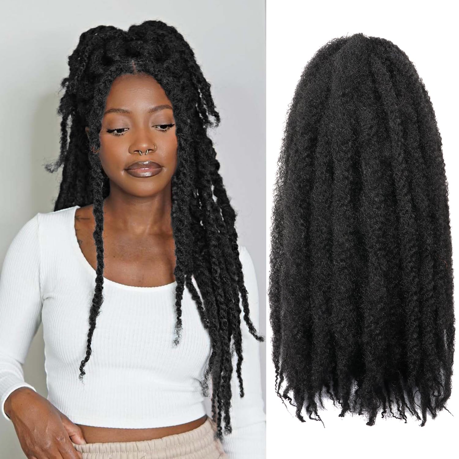 Marley Twist Braiding Hair 24Inch 8packs Soft Cuban Twist Hair for Black Women(1B 24Inch(Pack of 8))