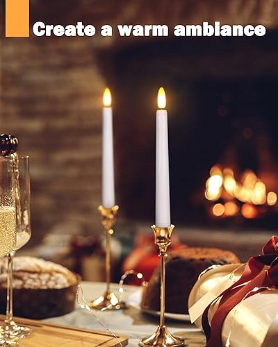 Miniatura 23 de 6 velas de Navidad para ventana con temporizador, velas LED parpadeantes sin llama con control remoto, velas cónicas que funcionan con pilas Velas