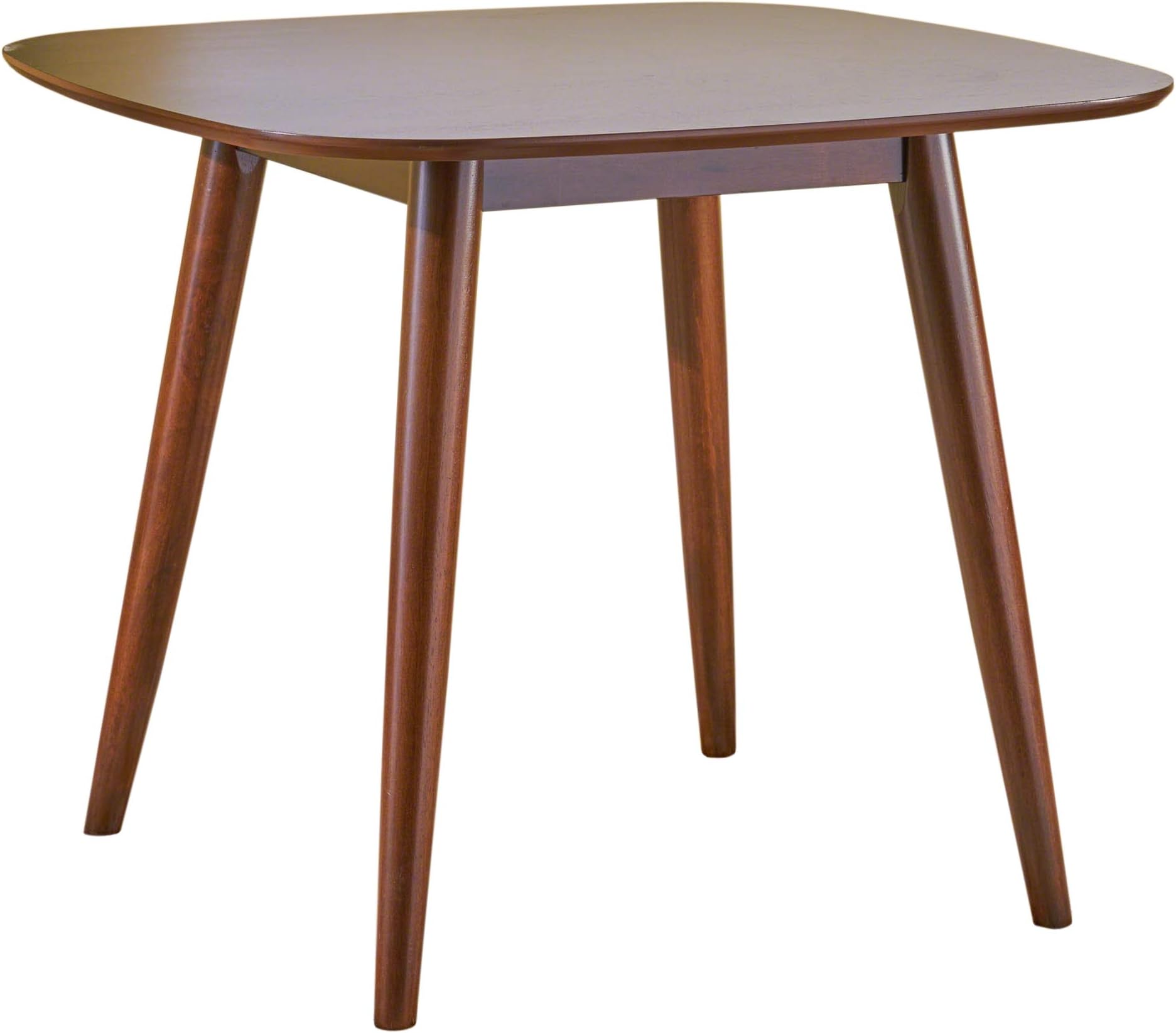 Bass Mid Century Modern Square Faux Wood Dining Table, Walnut Finish, 35.75D x 35.75W x 30H in
