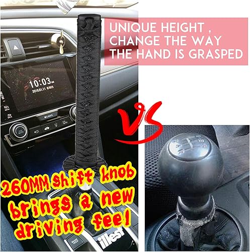 Miniatura 2 de Katana - Pomo para palanca de cambios Samurai, ajuste universal para autos manuales con adaptadores, color negro (10.2 in)