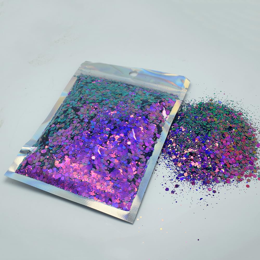 Chameleon Glitter, Foluvinzzis 60g Bagged Color Shift Glitter Powder, Chameleon Multichrome Solvent Resistant Nail Glitter, Resin Glitters Craft Glitter Resin Glitters(60g-color1)