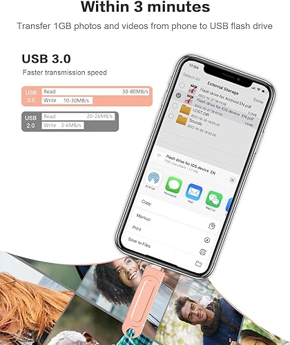 Miniatura 6 de 512GB Qainerly Photo Stick for Phone Flash Drive,4in1 Memory Stick for Photos and Videos USB Stick External Storage Compatible for