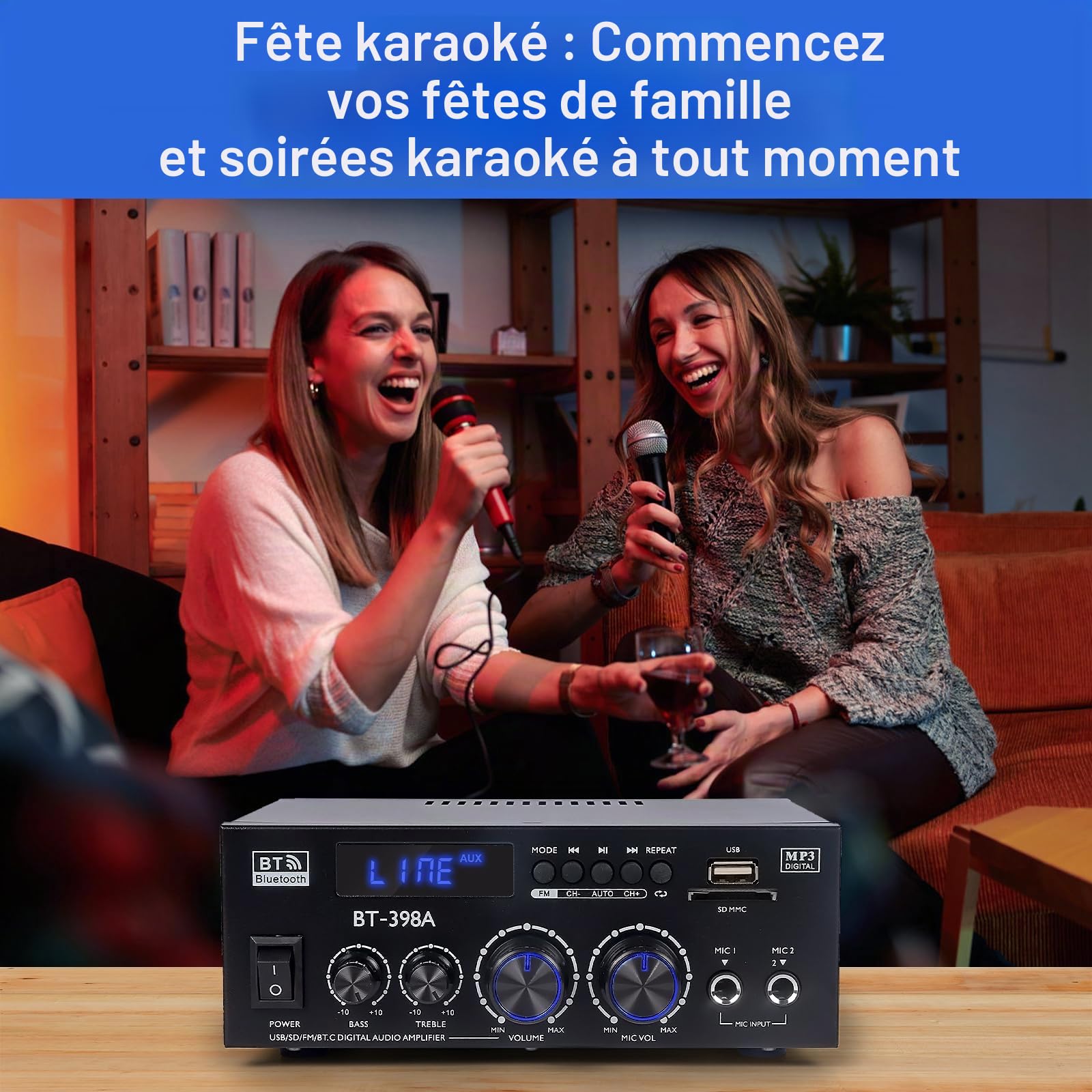1000 W Amplificateur, Bluetooth 5.3 Audio, Stéréo Audio Récepteur