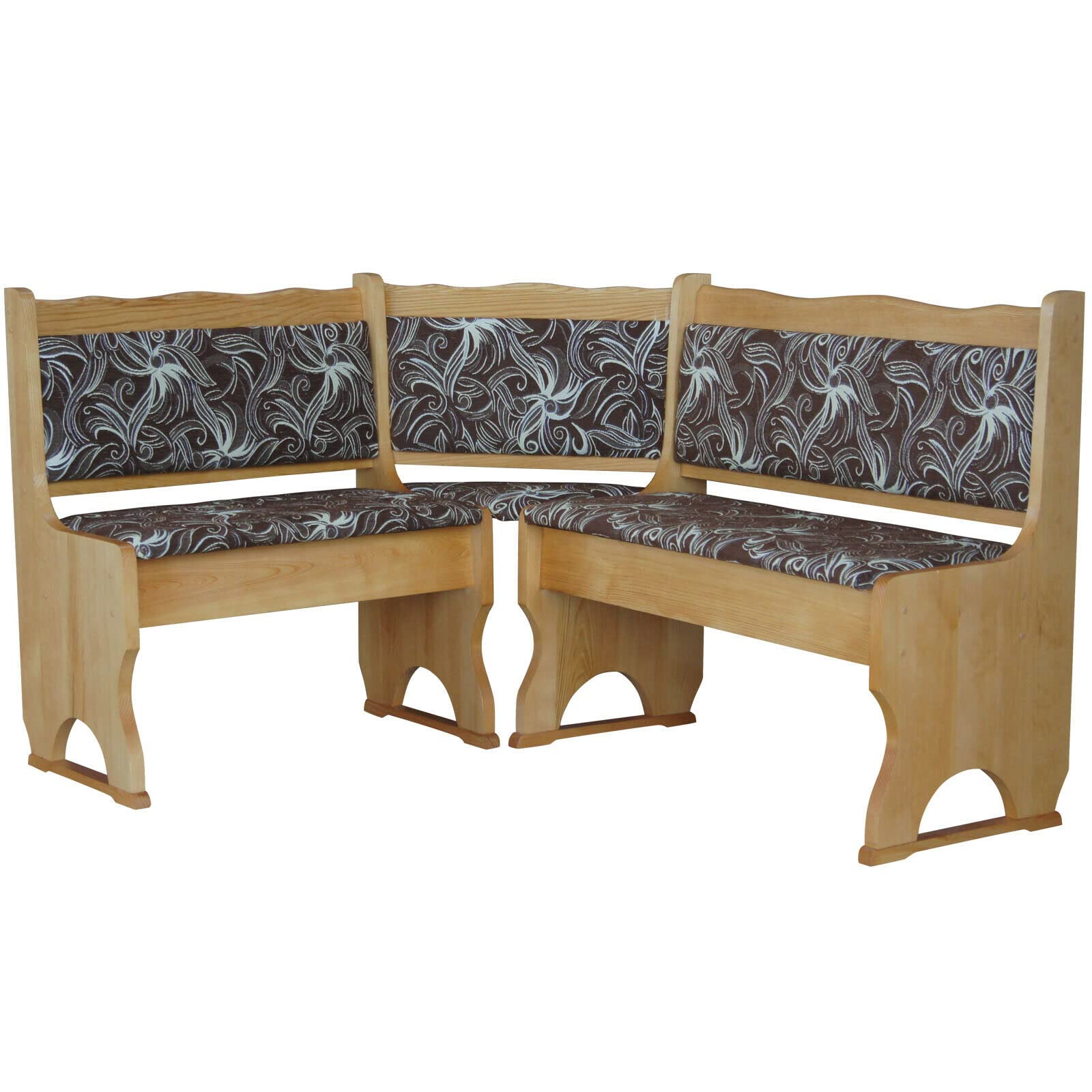 Banc d'angle en bois de pin avec rembourrage en bois massif – 120 x 160 cm