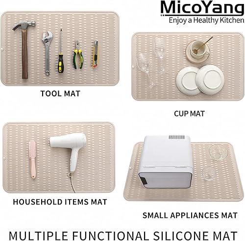 Miniatura 1273 de Tapete de silicona para secado de platos para múltiples usos, fácil de limpiar, ecológico, resistente al calor, tapete de silicona para encimera