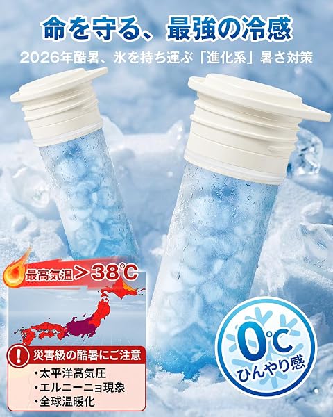 【2026最新作・瞬間0℃】HAGOOGI 氷嚢 魔法瓶構造 氷のうボトル 【4層ダブル真空断熱】 ミニアイスパック 首 熱中症対策 冷たさキープ 結露なし 水漏れ防止 暑さ対策 繰り返し利用 ひんやりグッズ ネッククーラー 通学 通勤 屋外作業 スポーツ 携帯便利 夏のギフト 250ml モカブラウン - 2