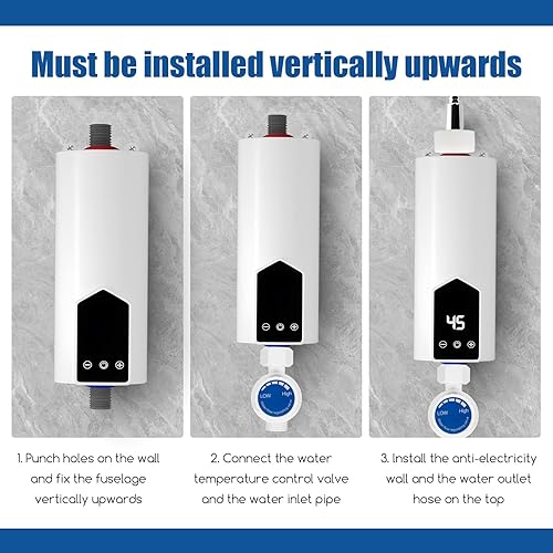 Miniatura 7 de Calentador de agua eléctrico instantáneo para baño, 5500 W, 220 V, para toda la casa con cabezal de ducha, juego de calor de agua portátil, mini