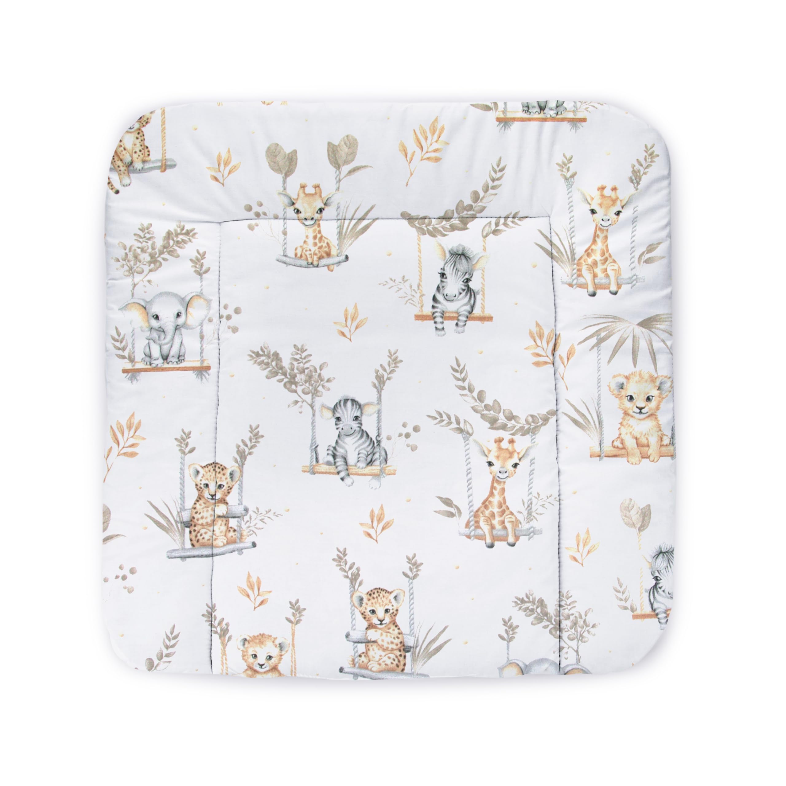 Balbina® Wickelunterlage Wasserdicht Wickeltischauflage Wickelauflage baumwolle 60x70 I Safari