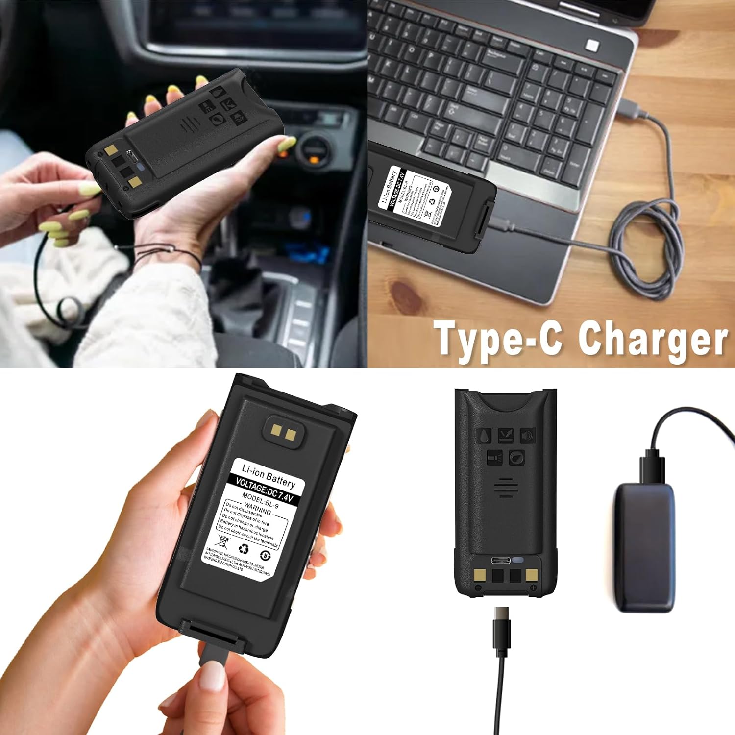 BAOFENG 3 Pack UV-9R Battery USB-C Charging Enlarge 5800mAh Capacity Upgraded UV9R Pro BL-9 Li-ion Battery for UV-9R Plus GMRS-9R Accessories for BF-T57 Walkie Talkie