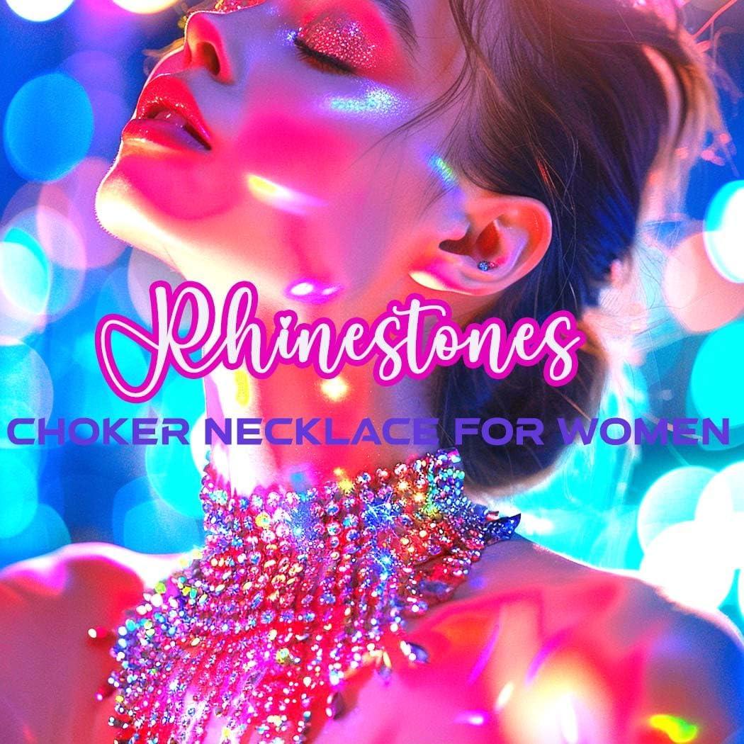 Aukmla Rhinestone Choker Necklace Silver Diamond Necklaces Chain for Women - Image 4