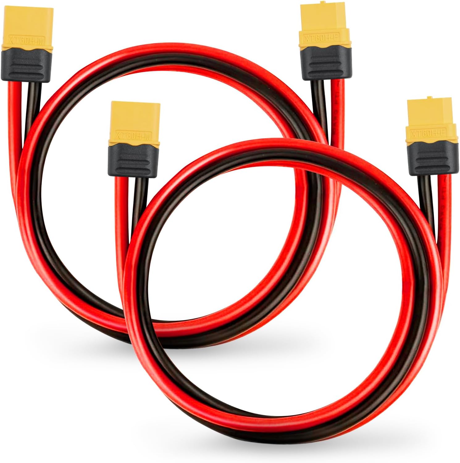 MOOKEERF 12AWG XT60 Extension Cable 2FT 2PCS XT60 to XT60 Cable with Male to Female Connector for RC Battery Portable Power Station Solar Pane