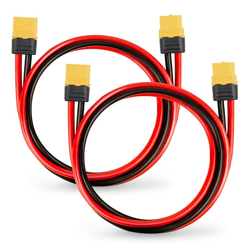 Cabo de Extensão XT60 12AWG com Conector Macho para Fêmea, 61 cm, MOOKEERF, 2 unidades