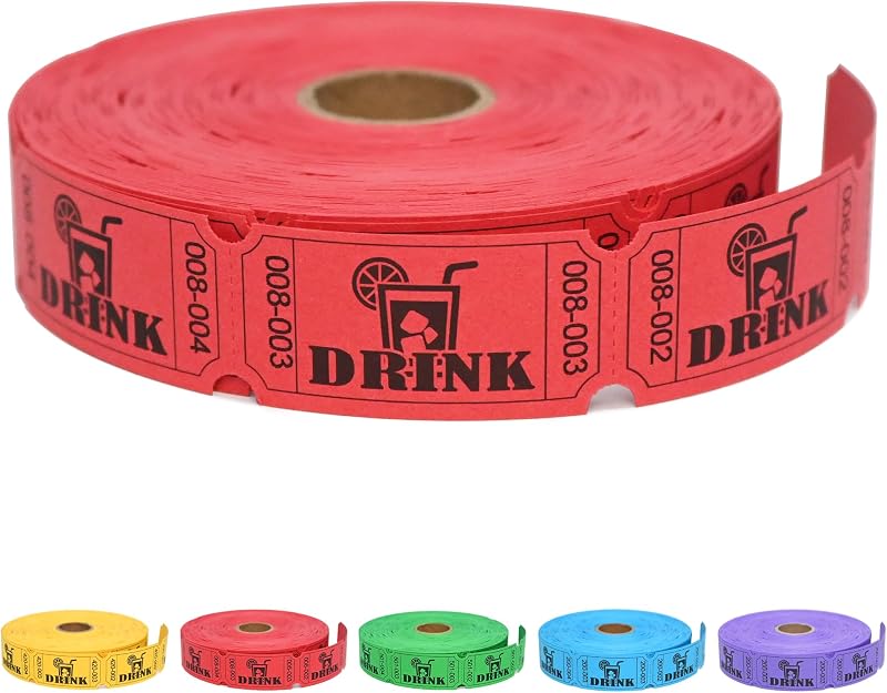Lot de 1000 rouleaux de tickets de tombola rouges pour événements, loisirs, visionnage de films, divertissement, récompense de classe et prix