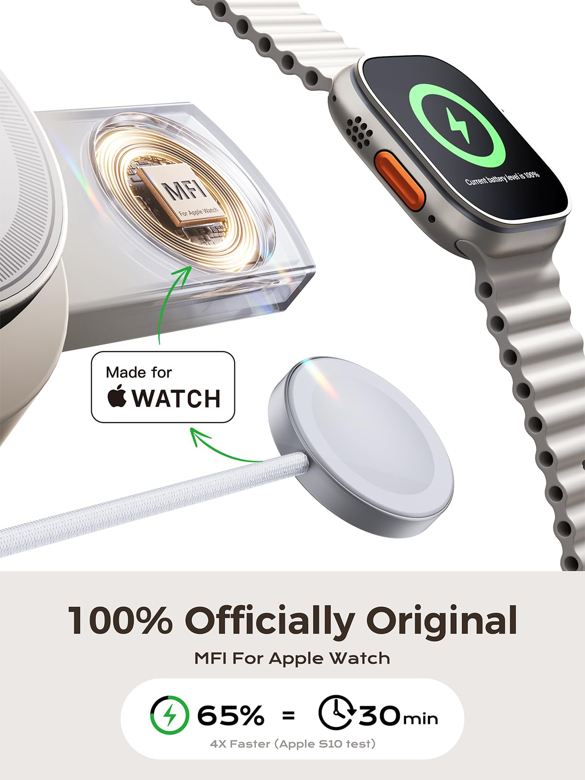 THREEKEY Estación de carga inalámbrica magnética Qi2 4 en 1, cargador inalámbrico rápido de 15 W con módulo de carga hecho para Apple Watch, compatible con iPhone 17-12 Series y AirPods, adaptador de