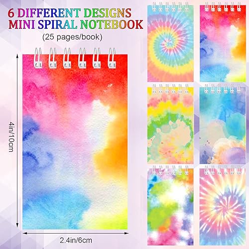 Miniatura 3 de 24 mini blocs de notas en espiral de teñido anudado, cuaderno pequeño de teñido anudado, cuaderno de bolsillo de bobina divertido, recuerdos de
