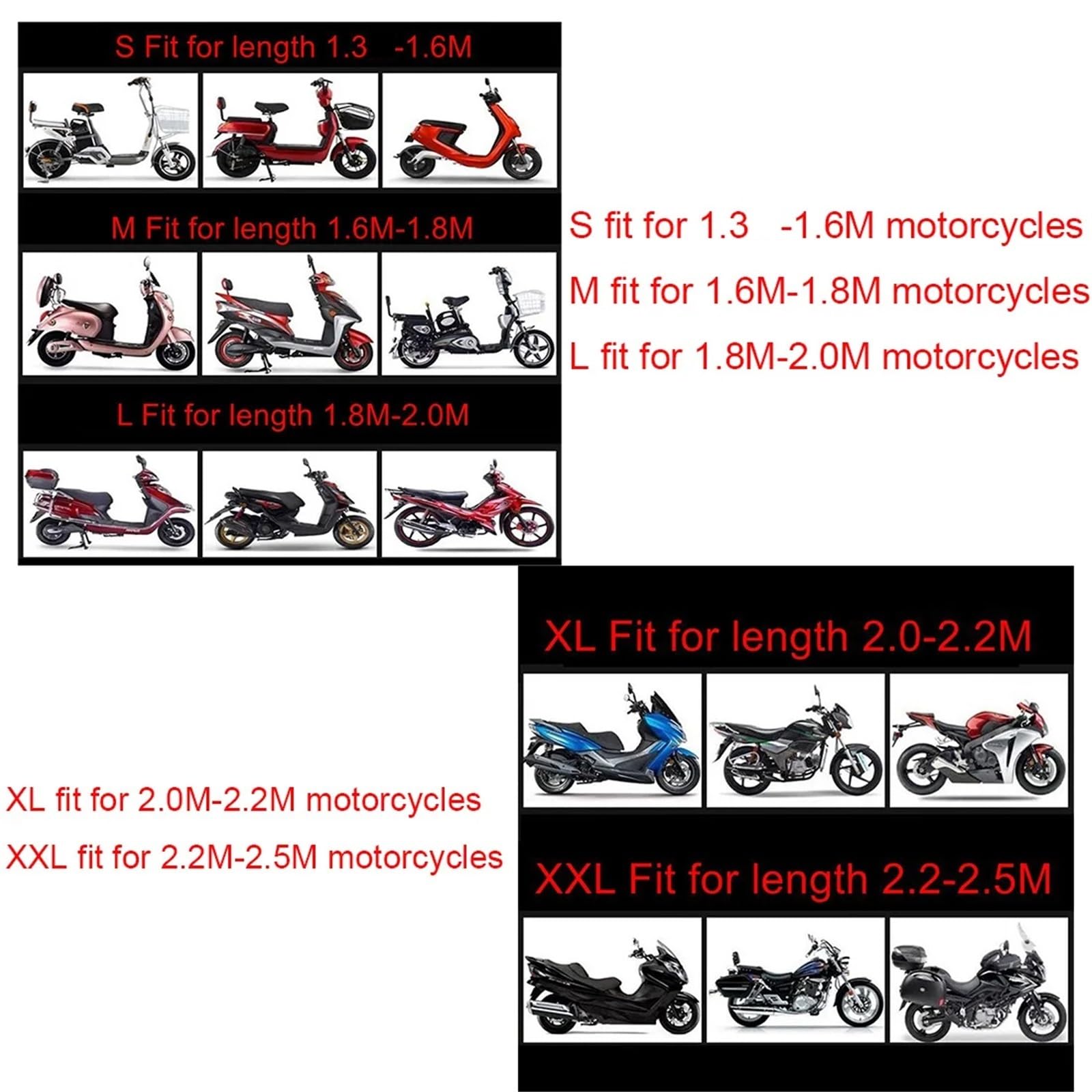 Bawełniany pokrowiec na motocykl | Osłona przeciwdeszczowa 1,3–2,5 m: motocykl, skuter, rower terenowy, motorower, skuter mobilny(L)