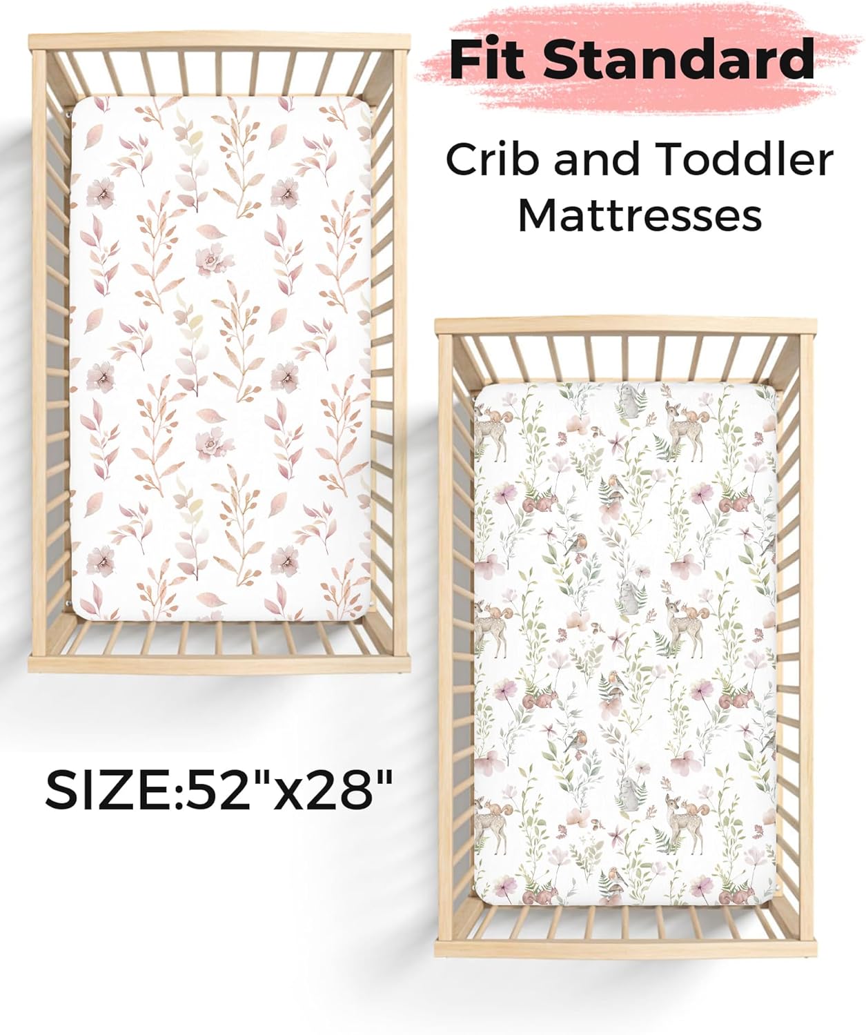crib sheets for boys and girls, 2 pack fitted baby sheets for standard toddler mattress 28" x 52", soft breathable jersey knit baby bedding (aqua wonders) aqua wonders crib sheet