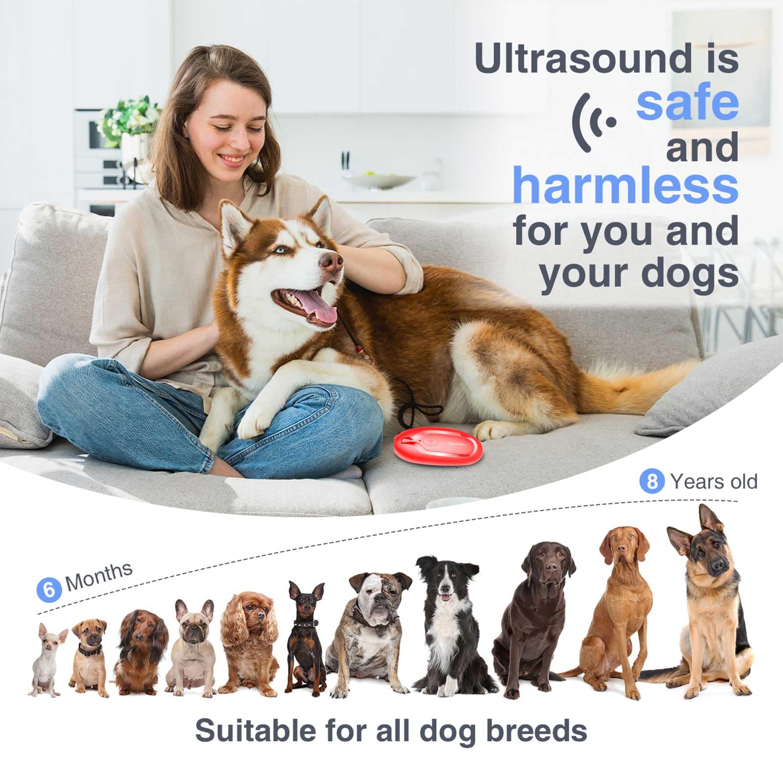 Ahuyentador de Perros, Dispositivo Antiladridos para Perros Ultrasónicos de Frecuencia Variable, Efectivamente Anti Ladridos para Perros de Largo Alcance Interior Exterior