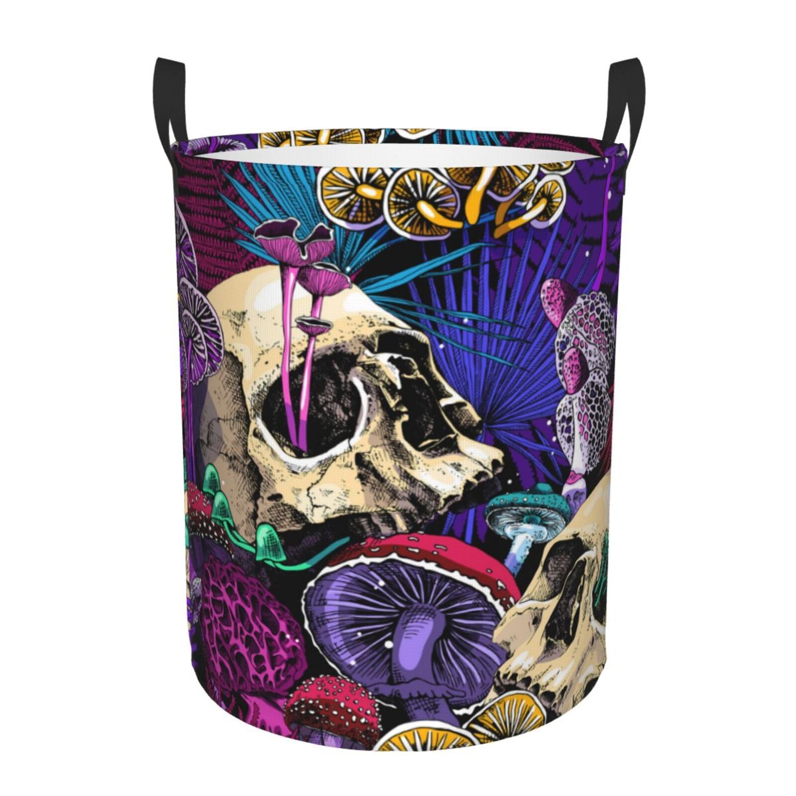 Laundry Basket Psychedelic Skulls Laundry Hamper Waterproof Idea Hampers Large Collapsible Baskets with Handle Suitable for Bedroom Bathroom Utility Room Kitchen