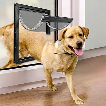 Large Dog Door for Exterior Door,Doggie Door Extreme Weather Doggy Door, Big Dog Door Double Flaps for Large and Extra Large Dogs, Magnetic Position Large Doggy Door 1 Set