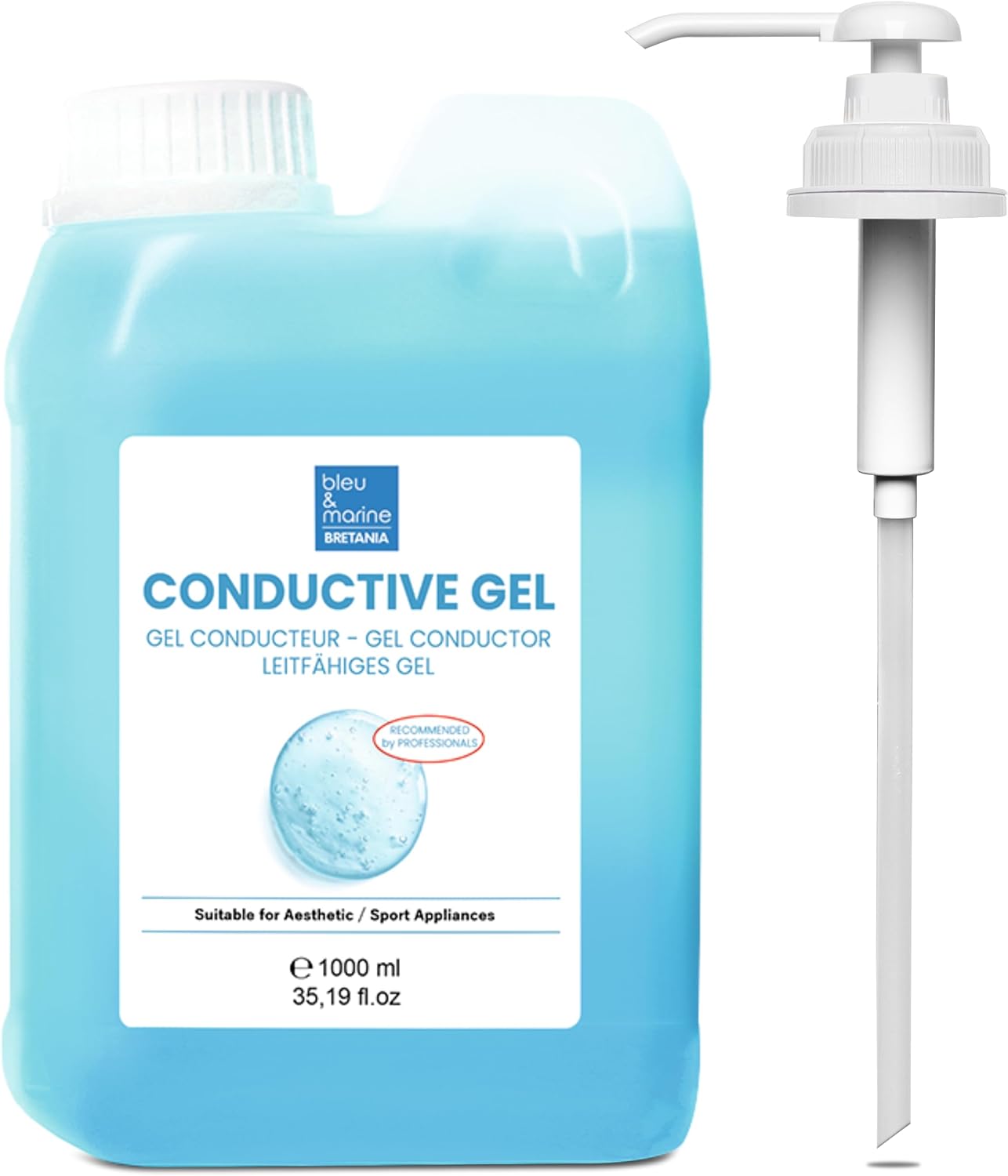Conductive Gel – Professional Beauty Device Gel: Radio Frequency, Facial Microcurrent, Ultrasound, Electrodes, Cavitation, IPL Hair Removal, Laser – 1000 ml