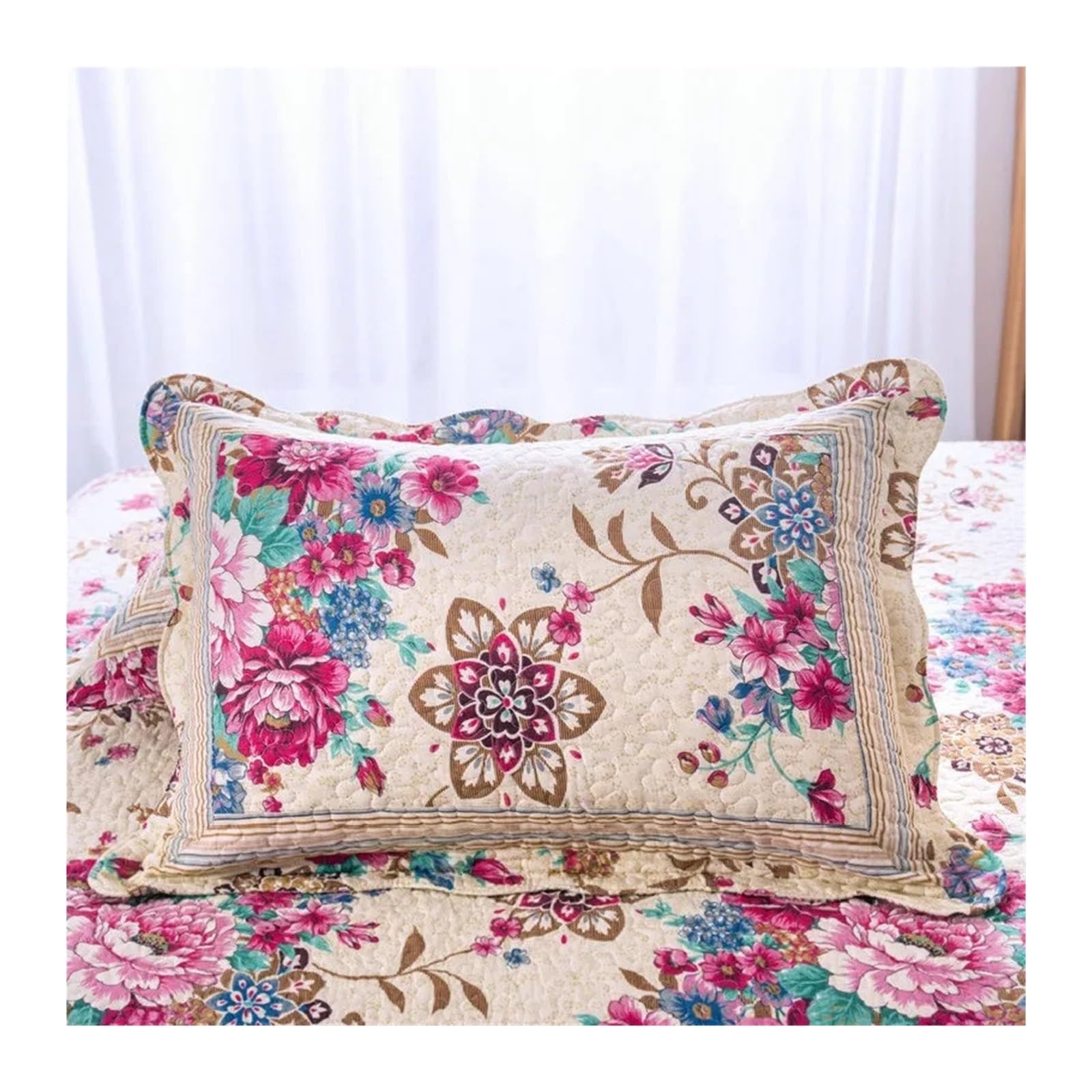 Colchas Acolchadas Colcha acolchada en la cama, juegos de edredón de algodón, 3 piezas, colcha de retales con estampado Floral, manta tamaño Queen, fundas de cama Ligera Colcha Cubrecama De Microfibra