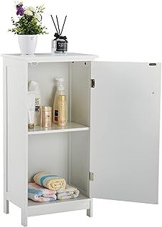 Sponsored Ad - HoorLang Small Bathroom Storage Cabinet, Single Door Wooden Bathroom Cabinets Freestanding Easy Assembly Wh...