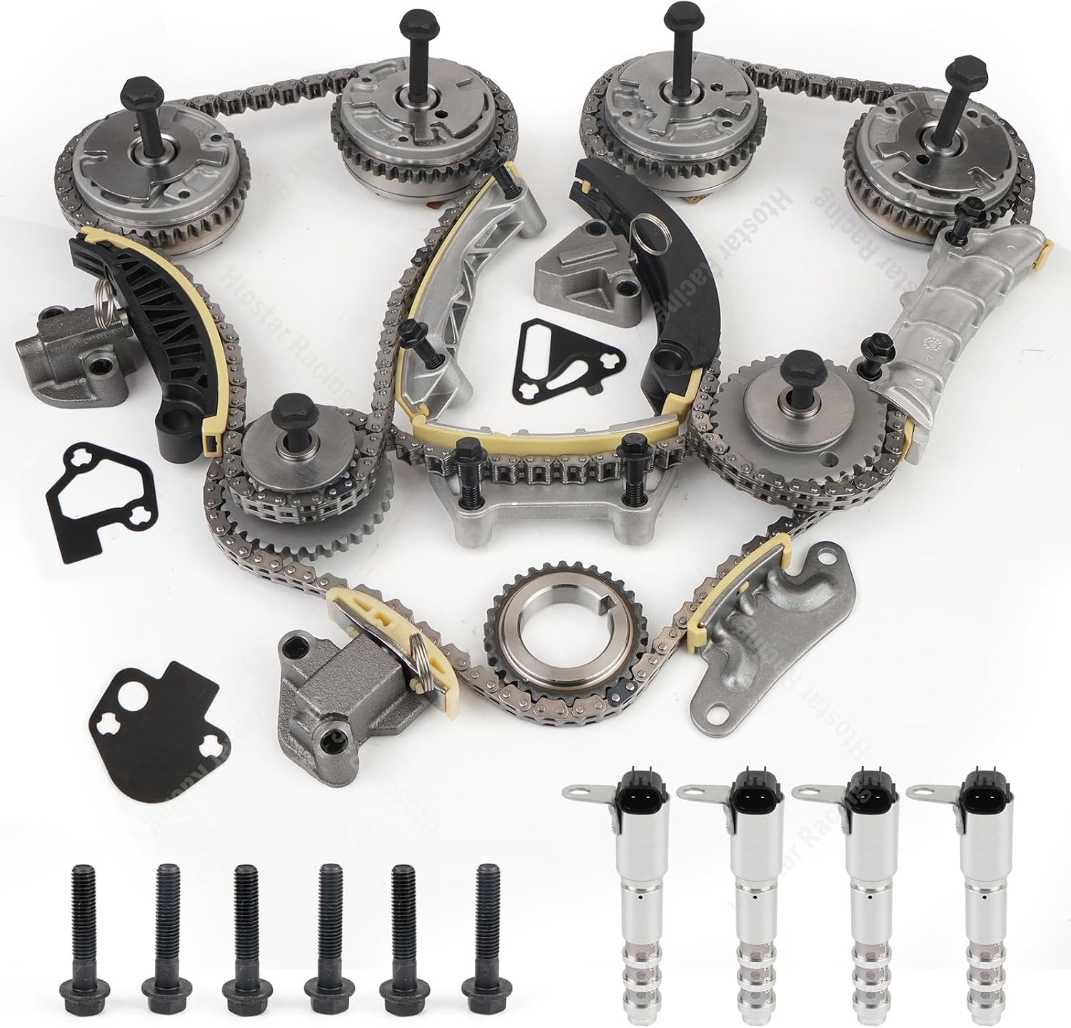 Timing Chain Kit Compatible with Buick Cadillac Chevrolet GMC Pontiac Saab Saturn Suzuki Acadia Traverse Enclave Caprice Equinox 2.8 3.0 3.2 3.6 2007-2022 with VVT Sprocket Solenoid
